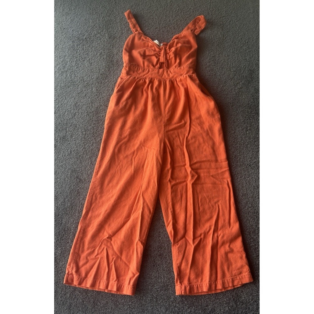 Monteau Los Angeles Orange Blend‎ Jumpsuit Sleeveless Cinch Waist Size XS